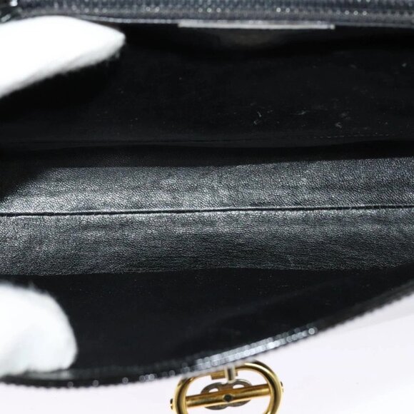 GUCCI Chain Shoulder Bag Patent leather Black Gold Auth BA2705 - Picture 12 of 16